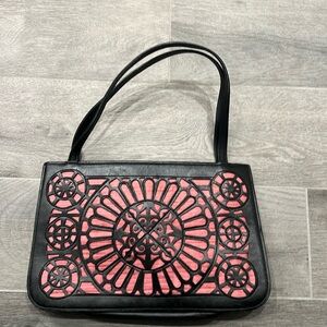 BCBG black Leather and cut work bag